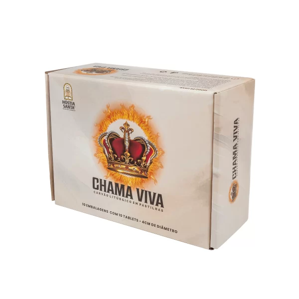Carvão Litúrgico Chama Viva em Pastilhas,  caixa contém 10 tubetes com 10 pastilhas  cada de 4cm de diâmetro (100 UN) - Image 2